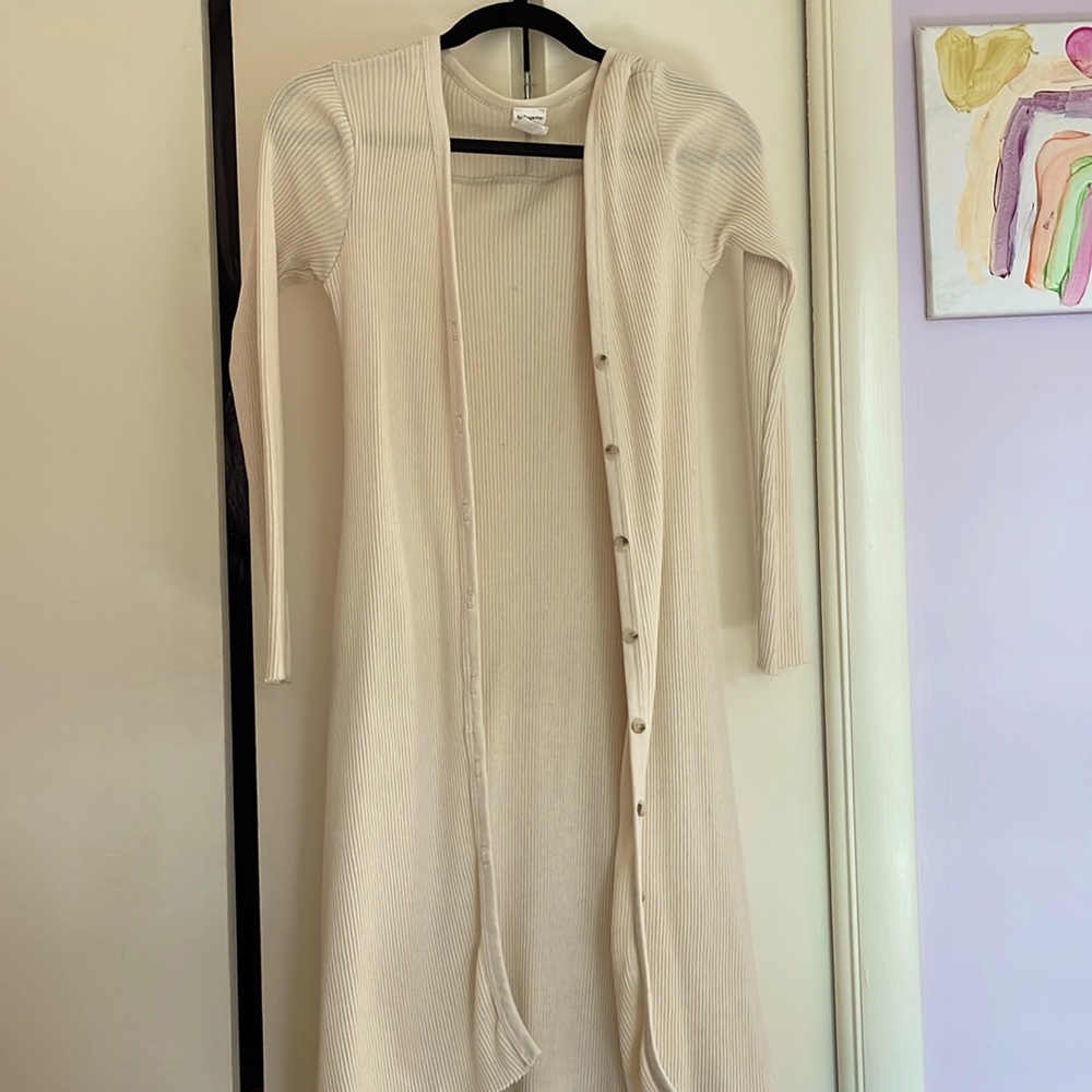 Long button up cardigan with pockets